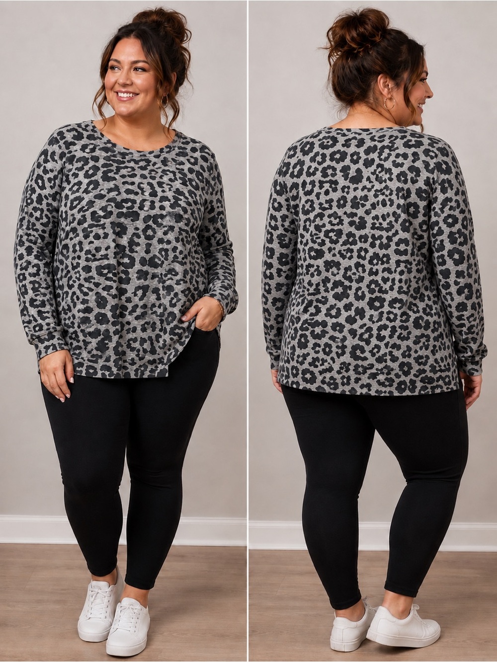 In Every Story Leopard Print Long Sleeve Top – Plus Size 1X